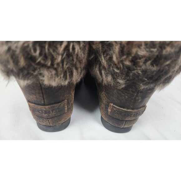 Sorel Women's Sz. 7.5 Brown Joan Of Arctic Booties Faux Fur Leather Wedge Boots - Picture 4 of 8